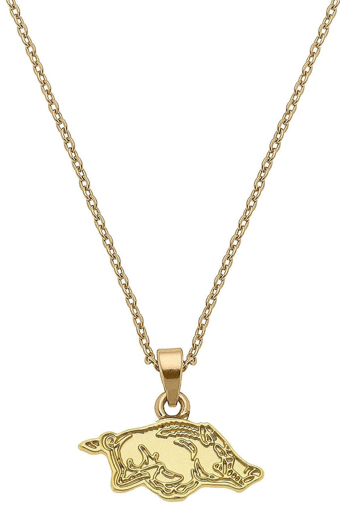 Arkansas Razorbacks 24K Gold Plated Pendant Necklace - Canvas Style