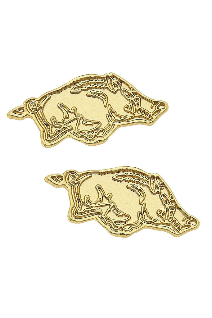 Arkansas Razorbacks 24K Gold Plated Stud Earrings - Canvas Style