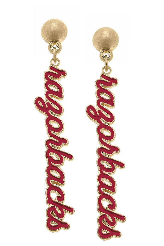 Arkansas Razorbacks Enamel Script Earrings - Canvas Style