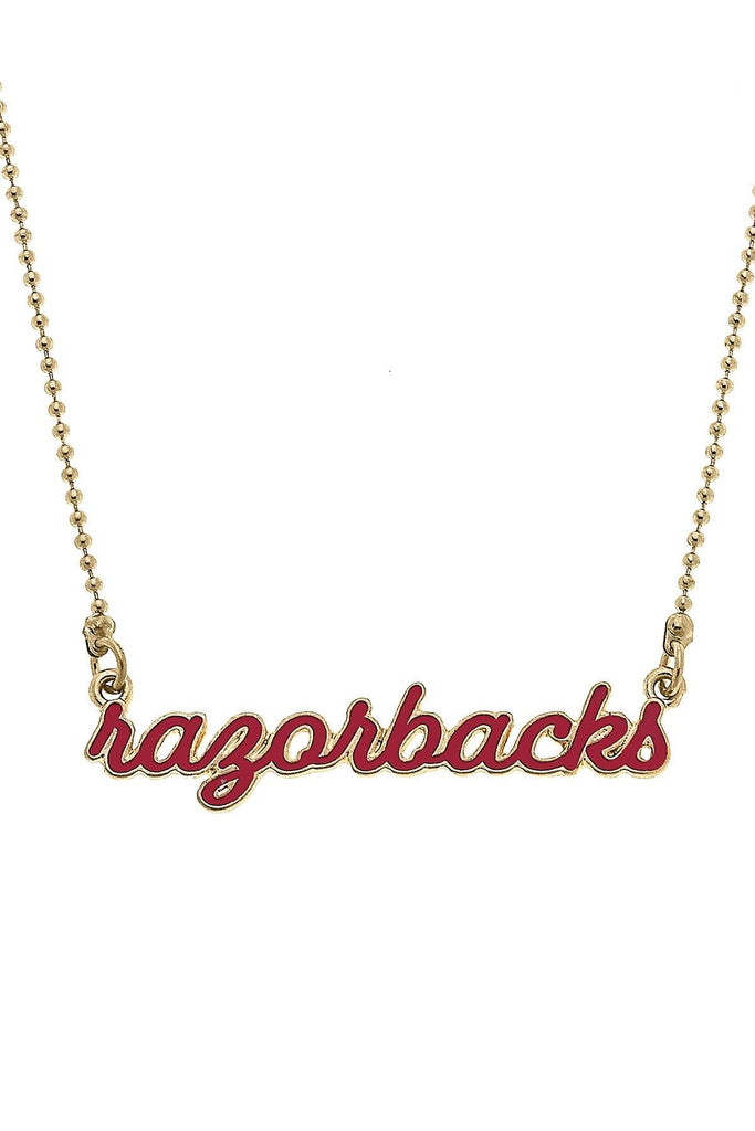 Arkansas Razorbacks Enamel Script Necklace - Canvas Style