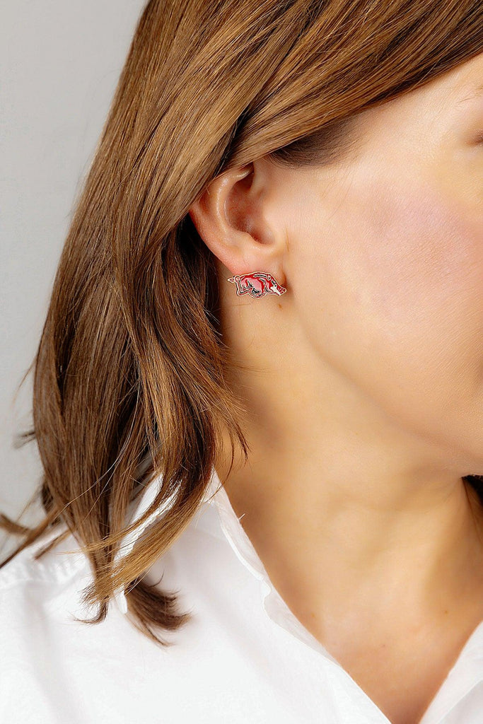 Arkansas Razorbacks Enamel Stud Earrings - Canvas Style