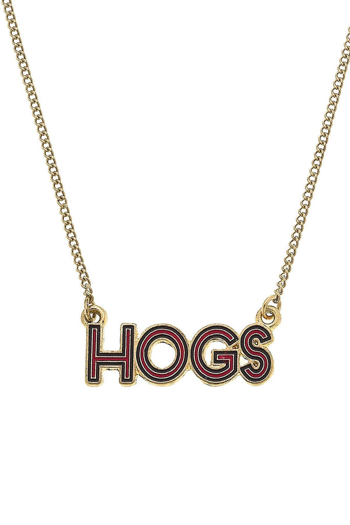 Arkansas Razorbacks Outline Enamel Necklace - Canvas Style