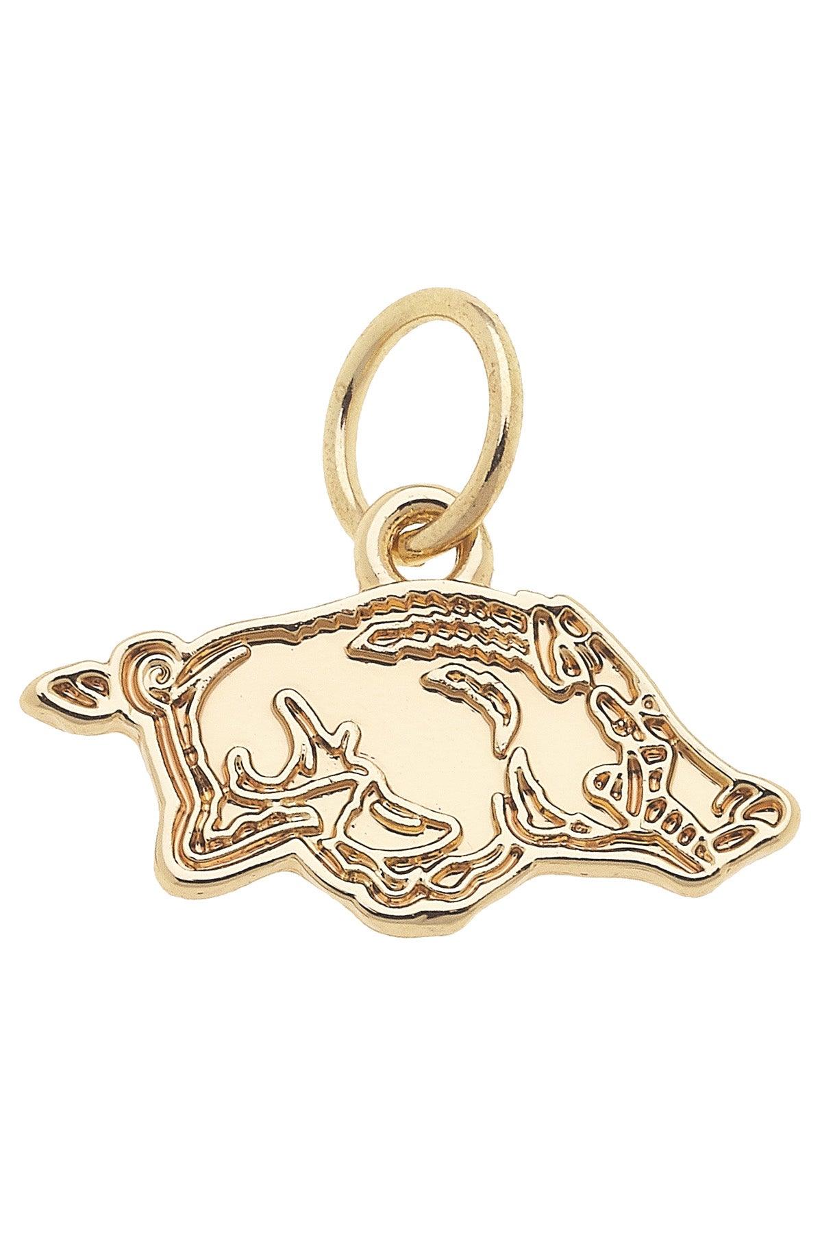 PREORDER 10/1: Arkansas Razorbacks Shiny Gold Logo Charm