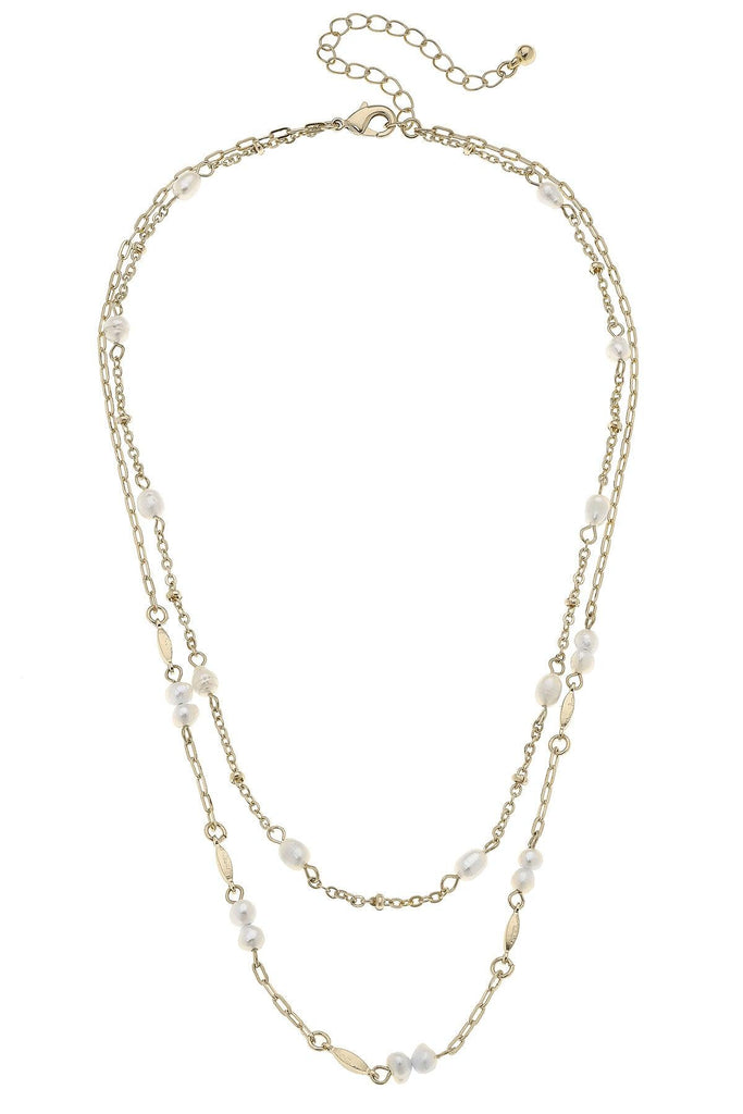 Ashton Freshwater Pearl Layered Necklace in Ivory - Canvas Style