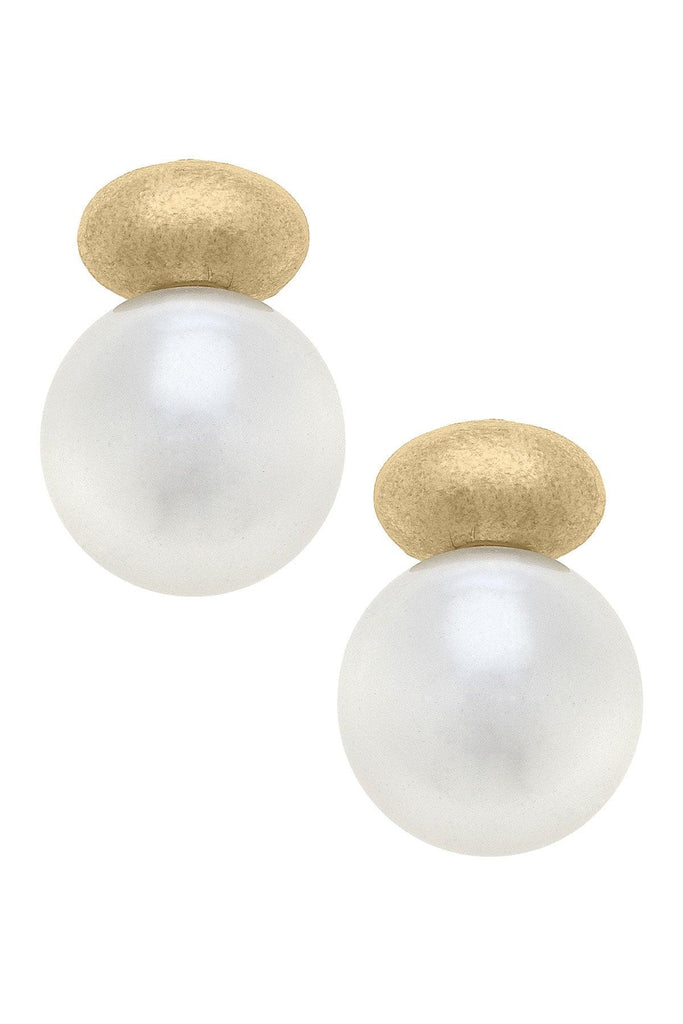 Ashton Pearl Stud Earrings in Ivory - Canvas Style