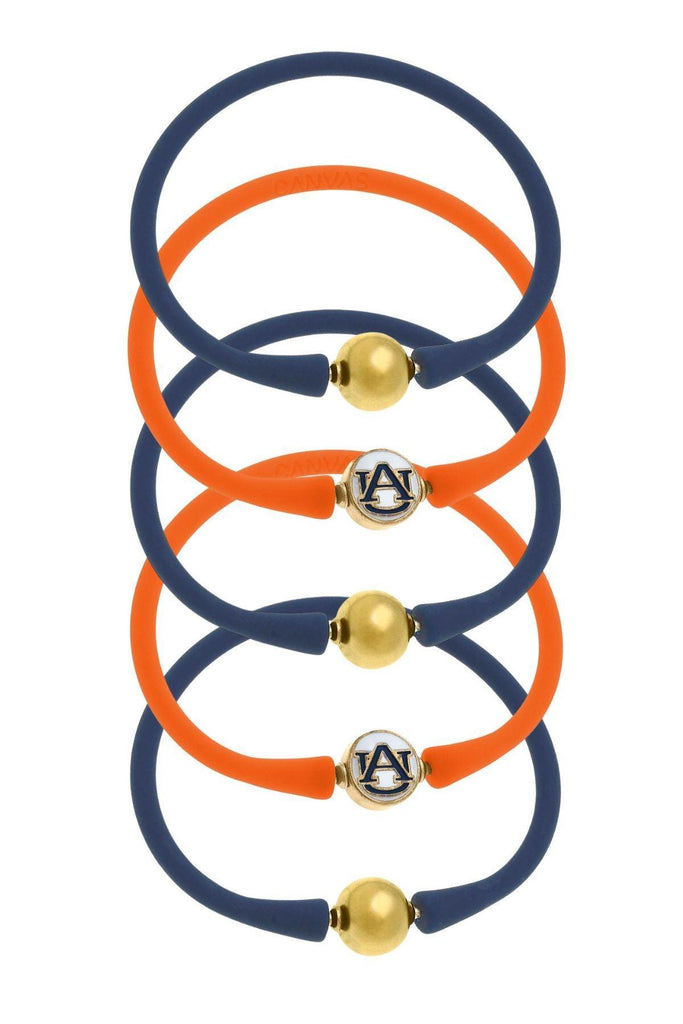 Auburn Tigers 24K Gold Plated Bali Bracelet Stack (Set of 5) - Canvas Style