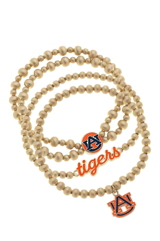 Auburn Tigers Ball Bead Stretch Bracelet Stack - Canvas Style