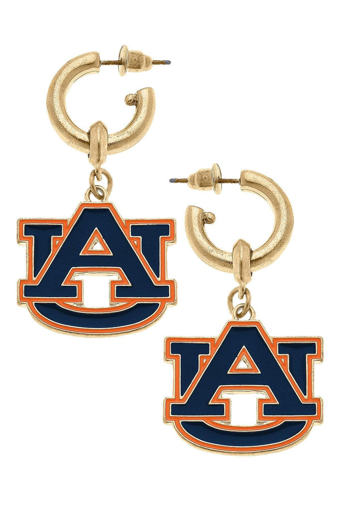 Auburn Tigers Enamel Drop Hoop Earrings - Canvas Style