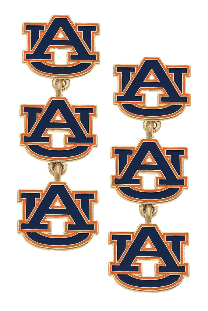 Auburn Tigers Triple Drop Enamel Earrings - FINAL SALE - Canvas Style