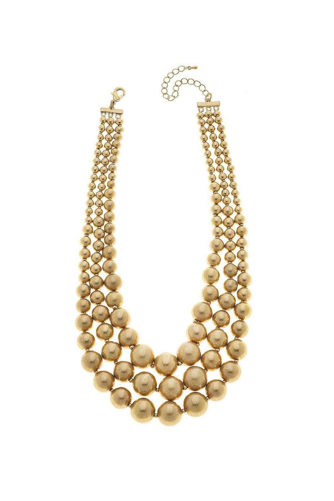 Audrey Layered Statement Necklace in Worn Gold - Canvas Style