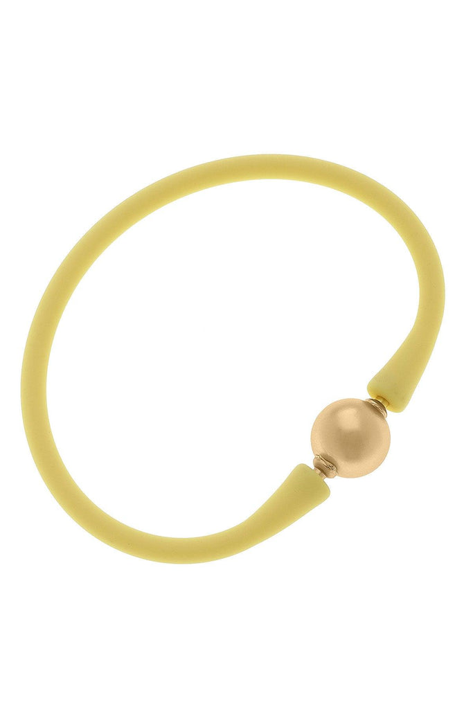 Bali 24K Gold Plated Ball Bead Silicone Bracelet in Canary Yellow - Canvas Style