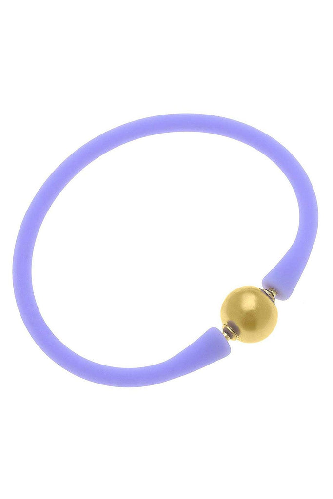Bali 24K Gold Plated Ball Bead Silicone Bracelet in Lilac - Canvas Style