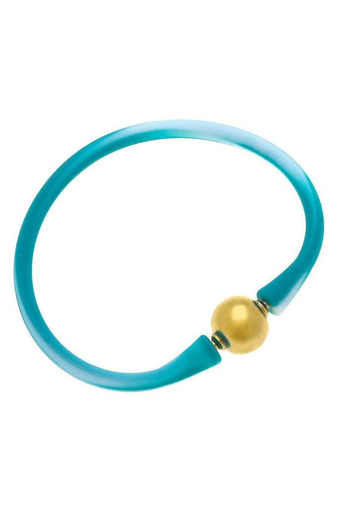 Bali 24K Gold Plated Ball Bead Silicone Bracelet in Tie-Dye Mint - Canvas Style