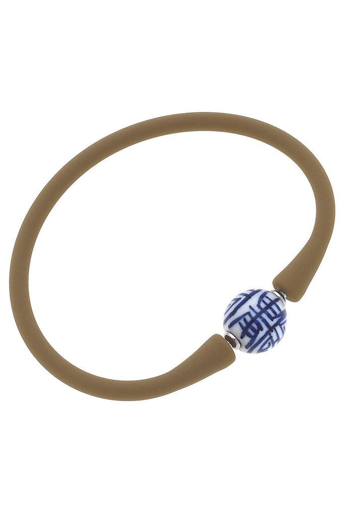 Bali Blue & White Chinoiserie Bead Silicone Bracelet - Canvas Style