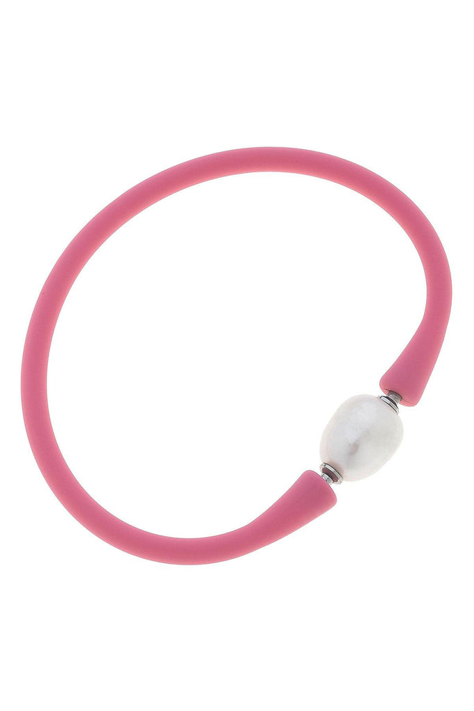 Bali Freshwater Pearl Silicone Bracelet in Bubble Gum - Canvas Style