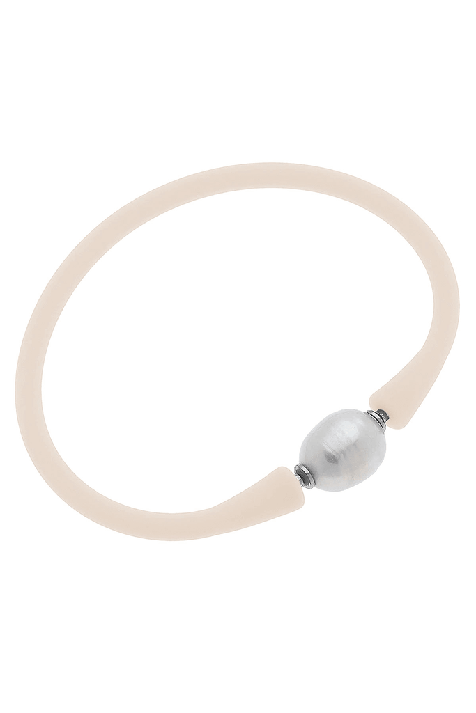 Bali Freshwater Pearl Silicone Bracelet in Eggnog - Canvas Style