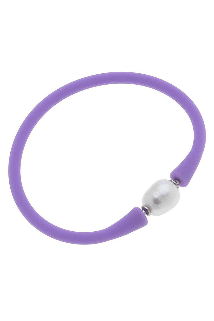Bali Freshwater Pearl Silicone Bracelet in Lavender - Canvas Style