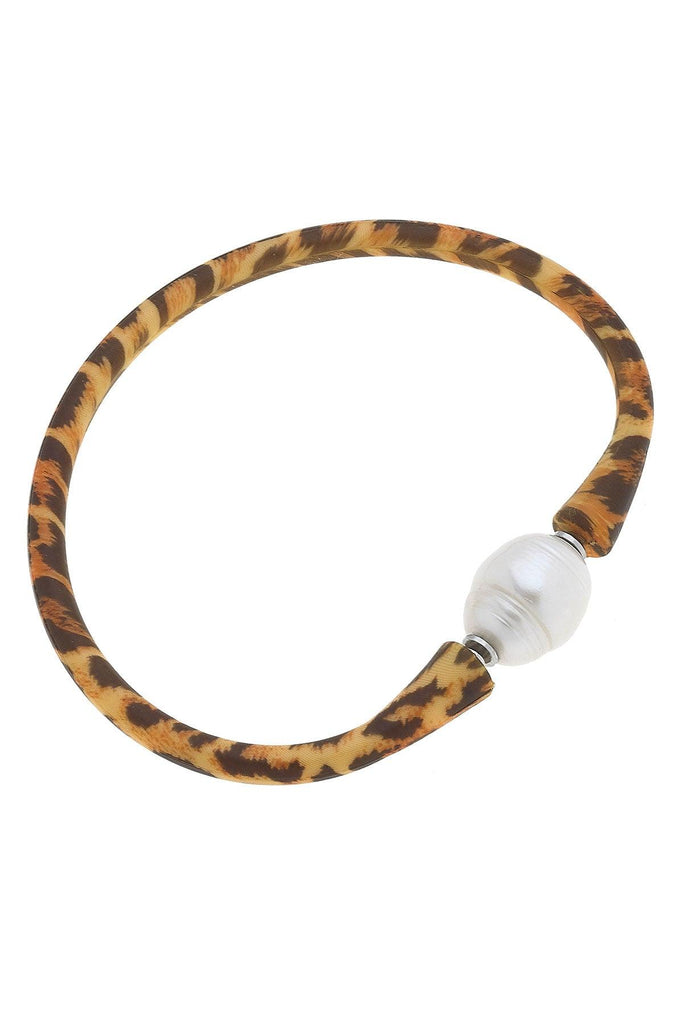 Bali Freshwater Pearl Silicone Bracelet in Leopard Print - Canvas Style