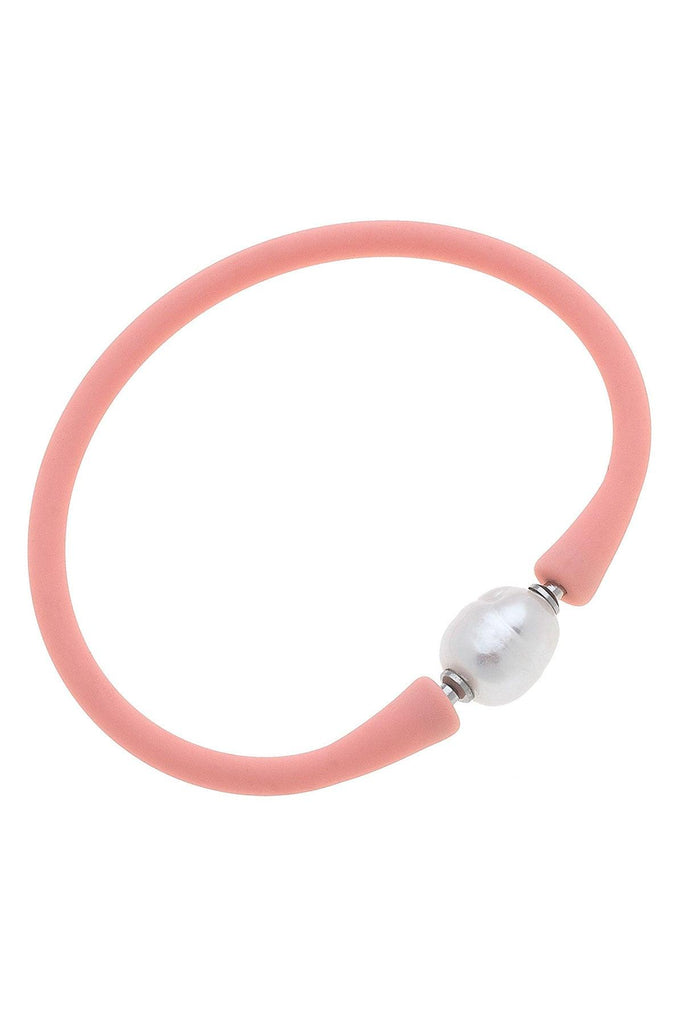 Bali Freshwater Pearl Silicone Bracelet in Light Pink - Canvas Style