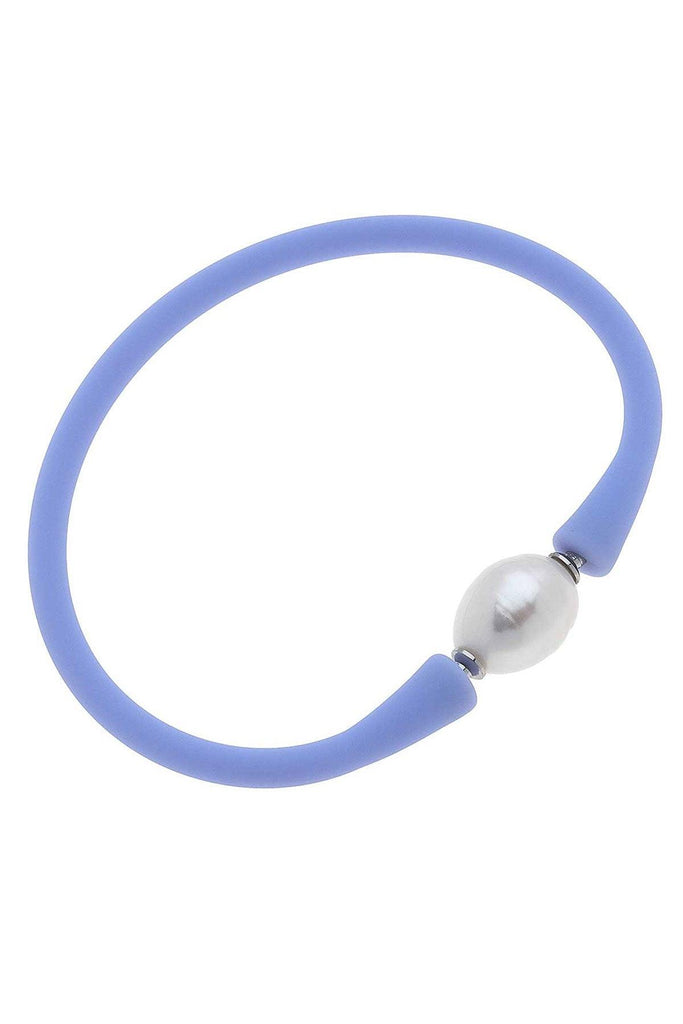 Bali Freshwater Pearl Silicone Bracelet in Lilac - Canvas Style
