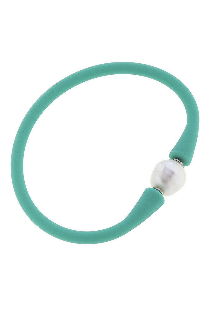 Bali Freshwater Pearl Silicone Bracelet in Mint - Canvas Style