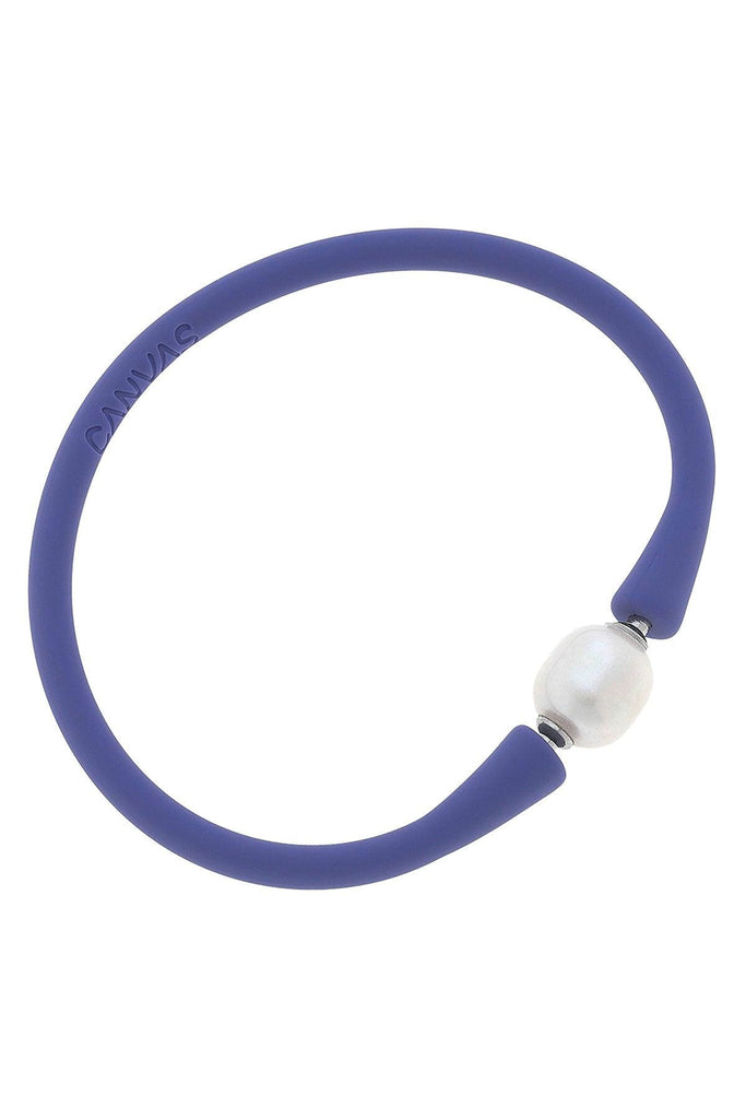 Bali Freshwater Pearl Silicone Bracelet in Periwinkle - Canvas Style