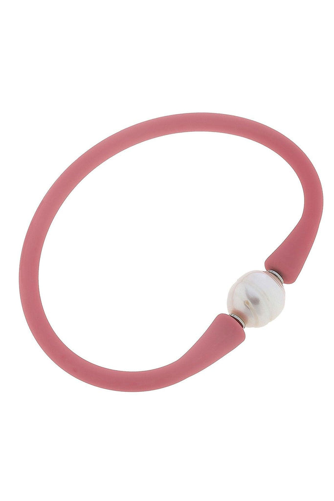 Bali Freshwater Pearl Silicone Bracelet in Pink - Canvas Style