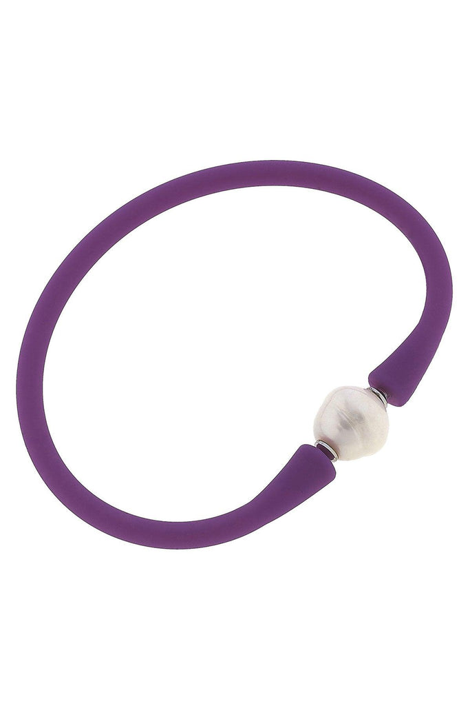 Bali Freshwater Pearl Silicone Bracelet in Purple - Canvas Style