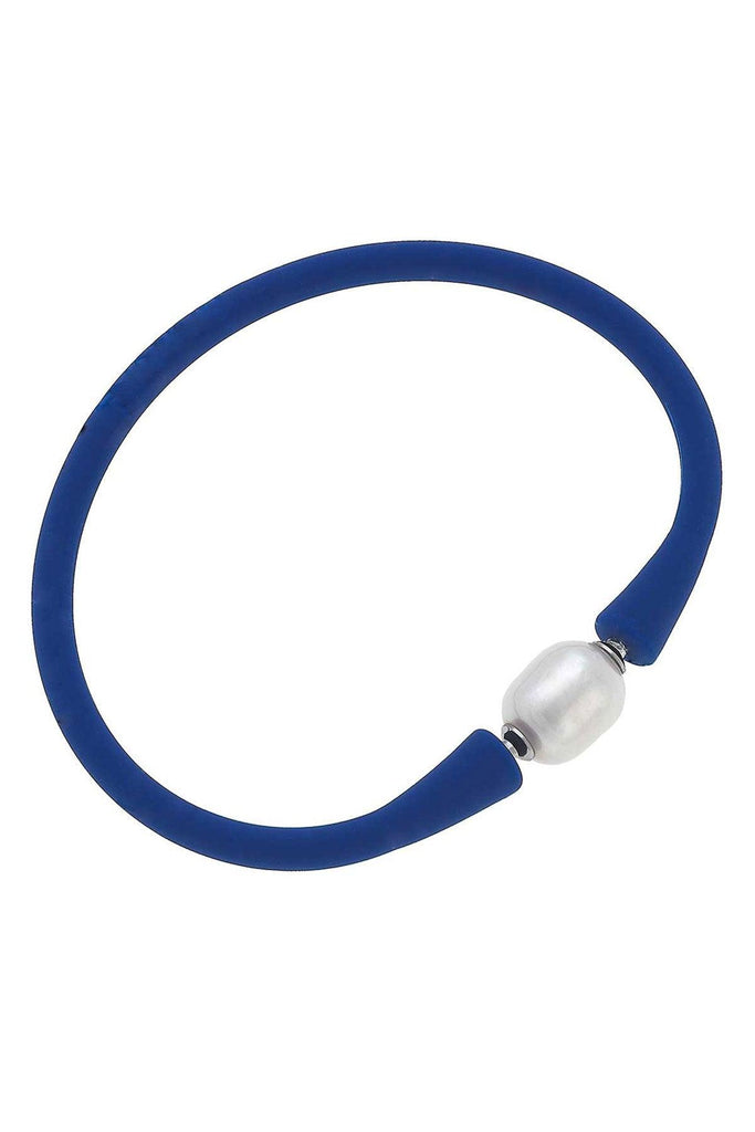 Bali Freshwater Pearl Silicone Bracelet in Royal Blue - Canvas Style