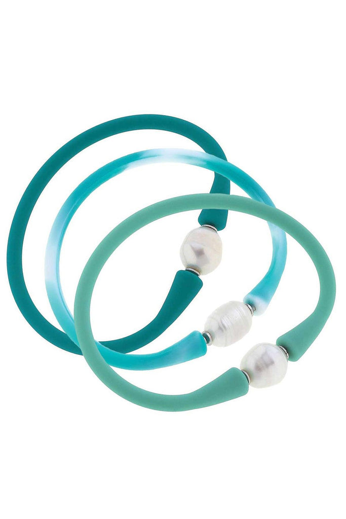 Bali Freshwater Pearl Silicone Meadow Bracelet Set of 3 - Canvas Style
