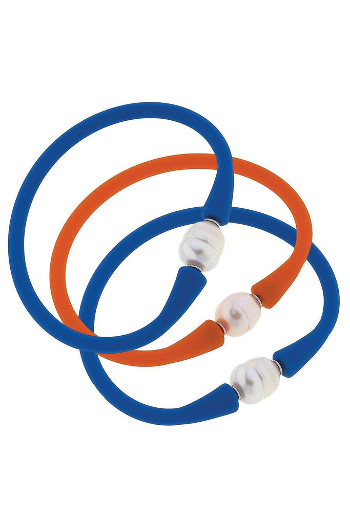 Bali Game Day Bracelet Set of 3 in Blue & Orange - Canvas Style