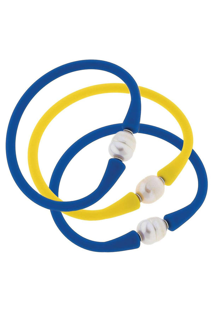 Bali Game Day Bracelet Set of 3 in Blue & Yellow - Canvas Style