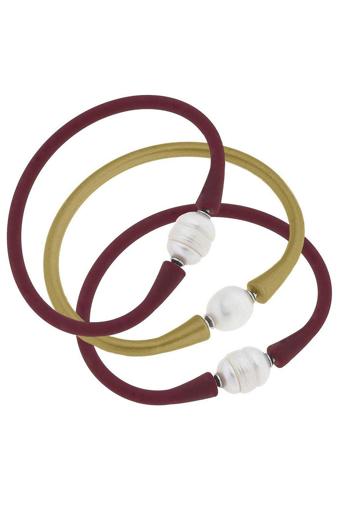 Bali Game Day Bracelet Set of 3 in Maroon & Gold - Canvas Style