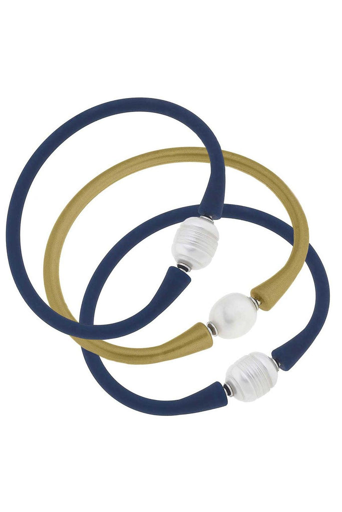 Bali Game Day Bracelet Set of 3 in Navy & Gold - Canvas Style