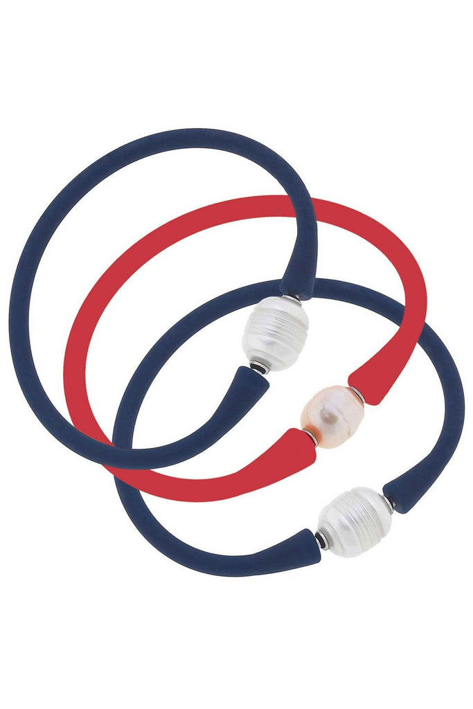 Bali Game Day Bracelet Set of 3 in Navy & Red - Canvas Style