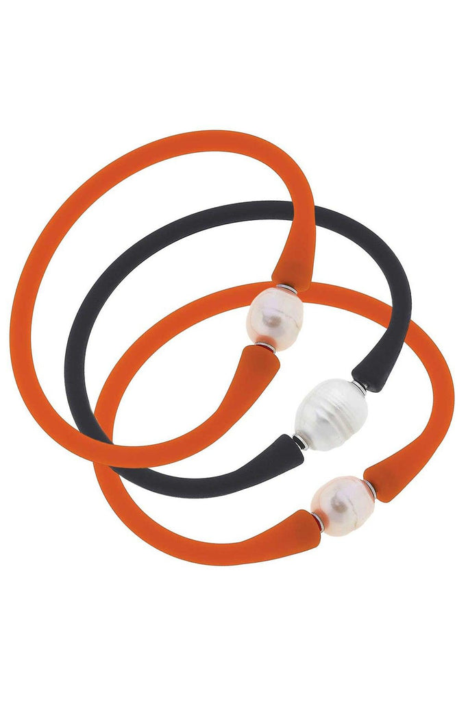 Bali Game Day Bracelet Set of 3 in Orange & Black - Canvas Style