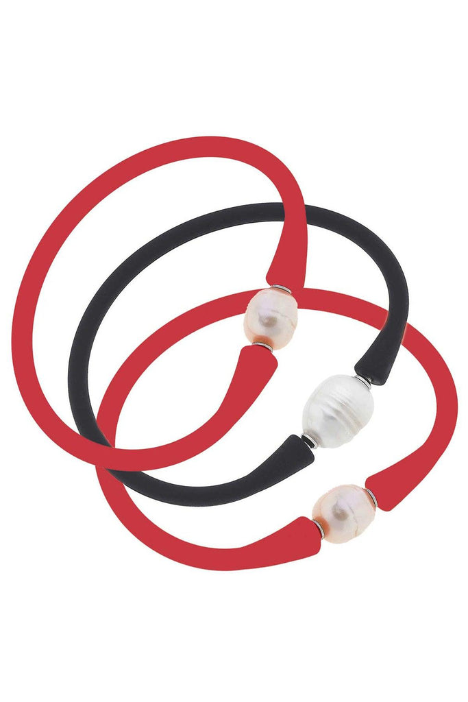Bali Game Day Bracelet Set of 3 in Red & Black - Canvas Style