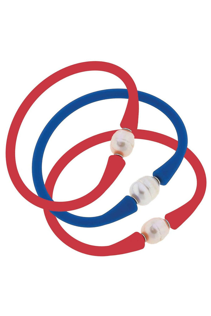 Bali Game Day Bracelet Set of 3 in Red & Blue - Canvas Style