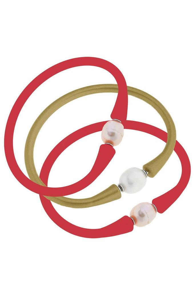 Bali Game Day Bracelet Set of 3 in Red & Gold - Canvas Style