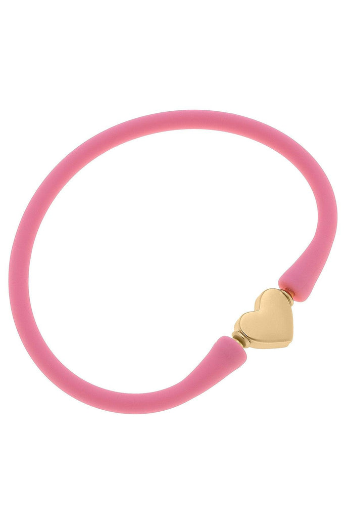 Bali Heart Bead Silicone Bracelet in Bubble Gum - Canvas Style