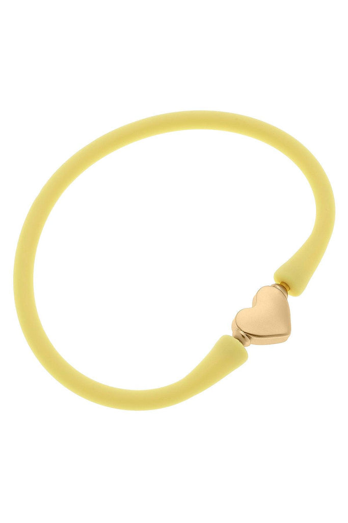 Bali Heart Bead Silicone Bracelet in Canary Yellow - Canvas Style
