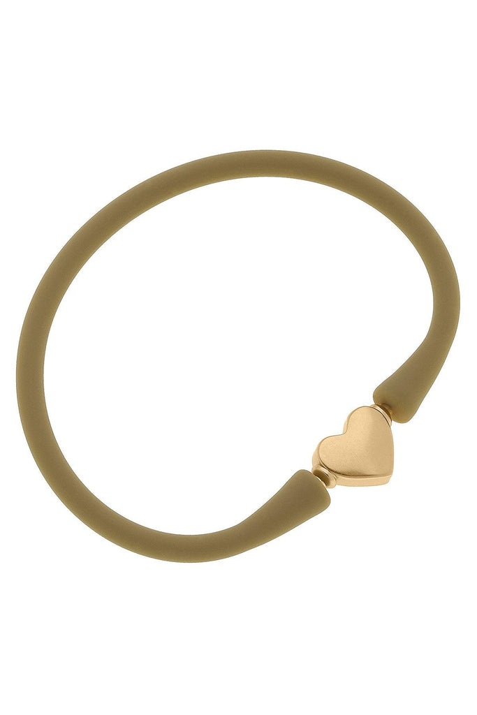 Bali Heart Bead Silicone Bracelet in Cocoa - Canvas Style