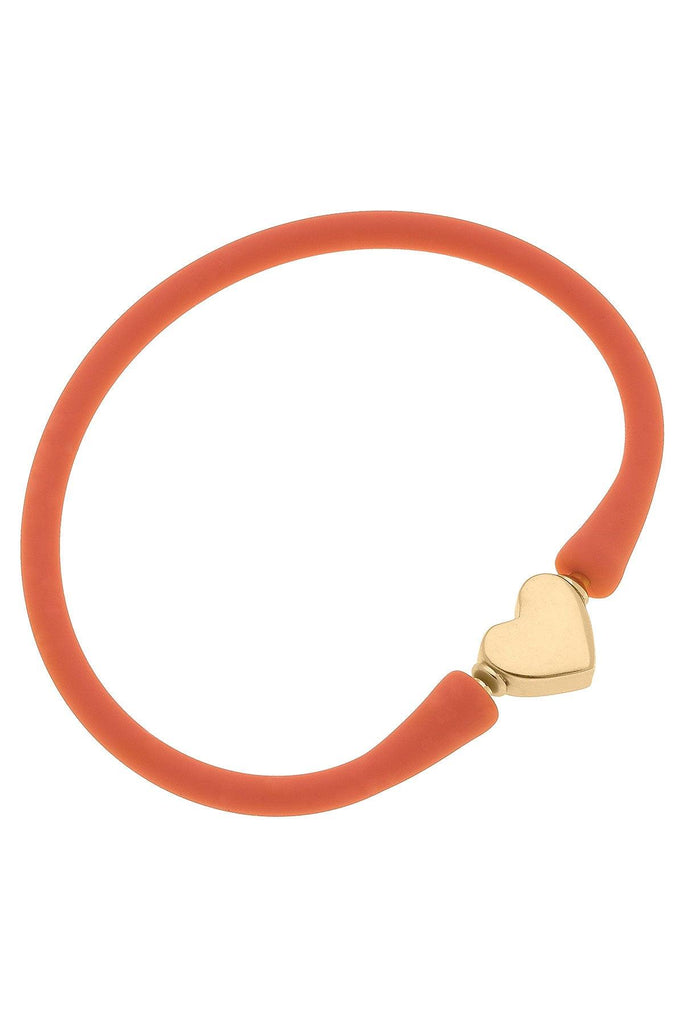 Bali Heart Bead Silicone Bracelet in Coral - Canvas Style