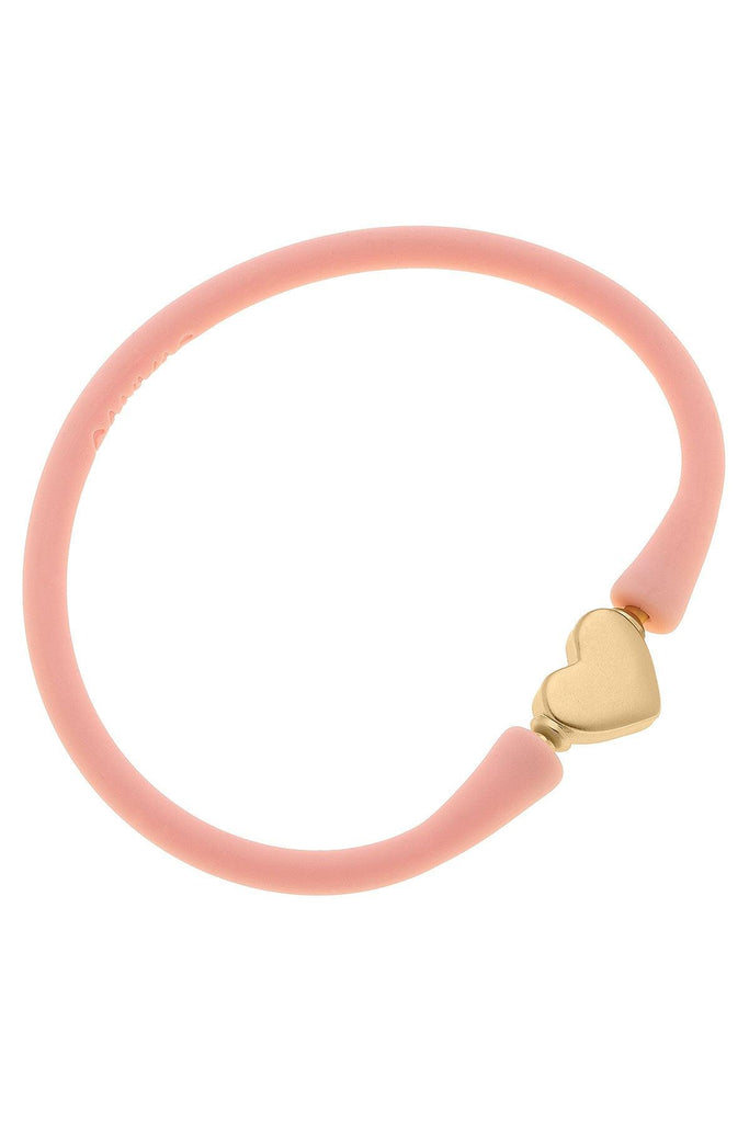 Bali Heart Bead Silicone Bracelet in Light Pink - Canvas Style