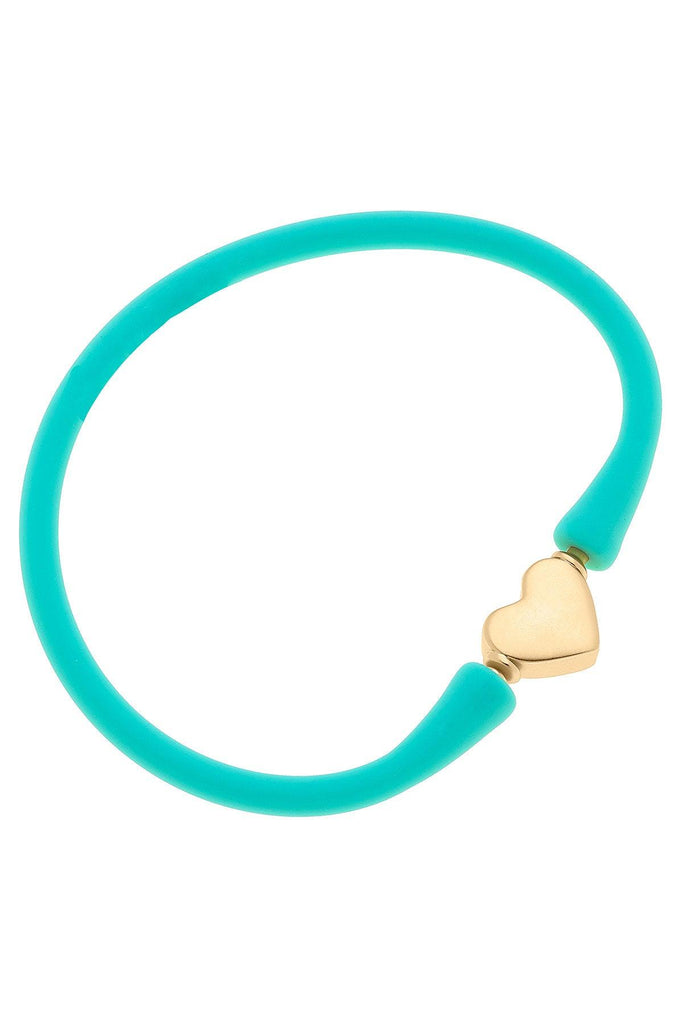 Bali Heart Bead Silicone Bracelet in Mint - Canvas Style