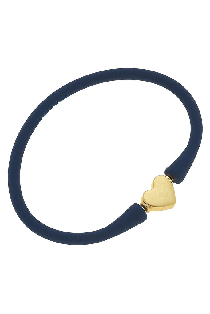 Bali Heart Bead Silicone Bracelet in Navy - Canvas Style