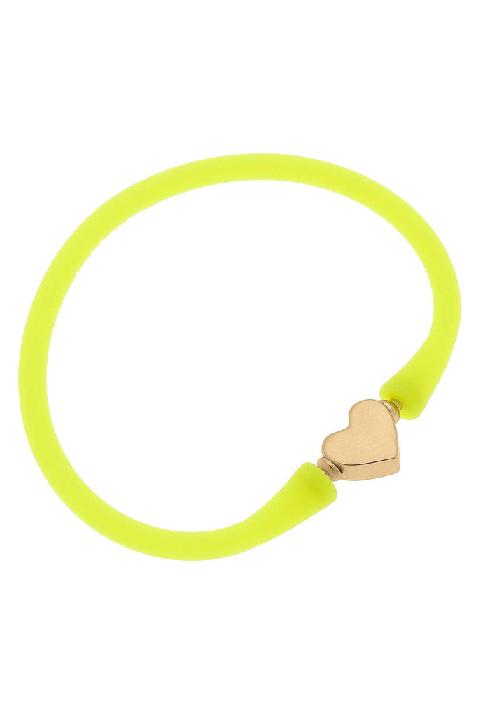 Bali Heart Bead Silicone Bracelet in Neon Yellow - Canvas Style