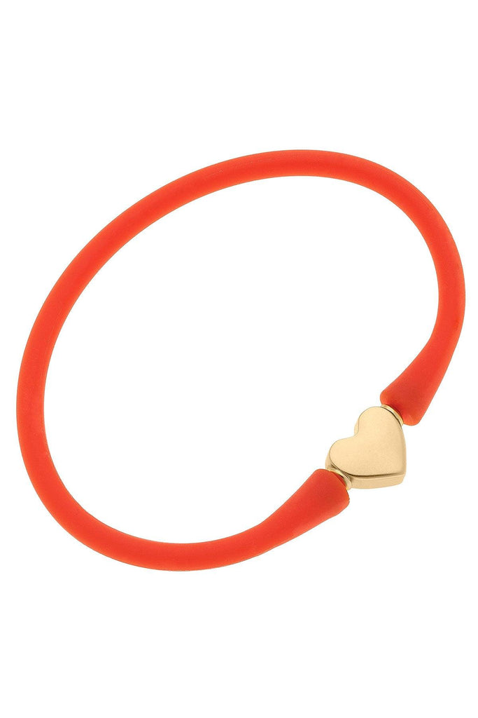 Bali Heart Bead Silicone Bracelet in Orange - Canvas Style