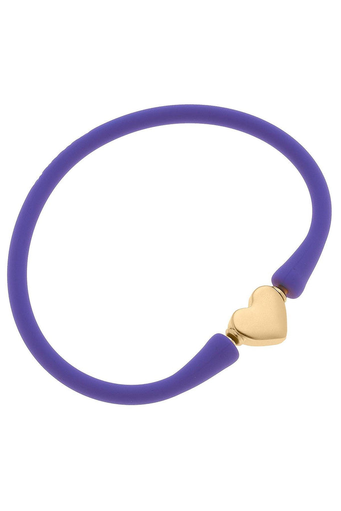 Bali Heart Bead Silicone Bracelet in Periwinkle - Canvas Style