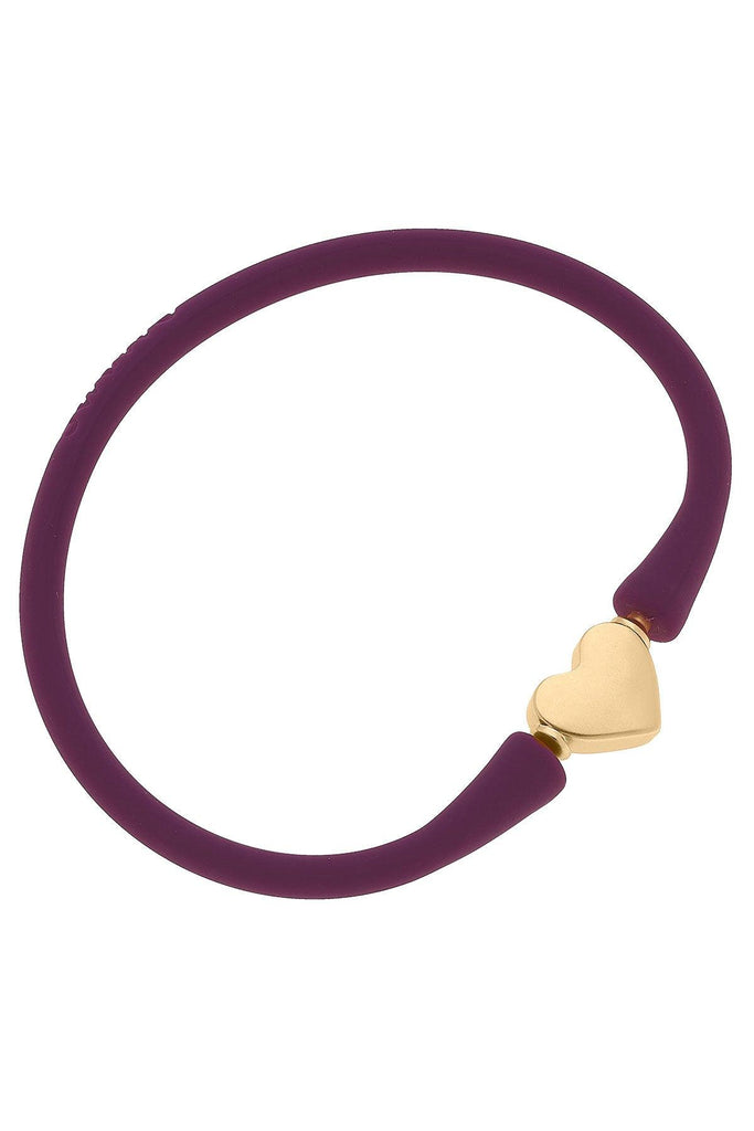 Bali Heart Bead Silicone Bracelet in Plum - Canvas Style